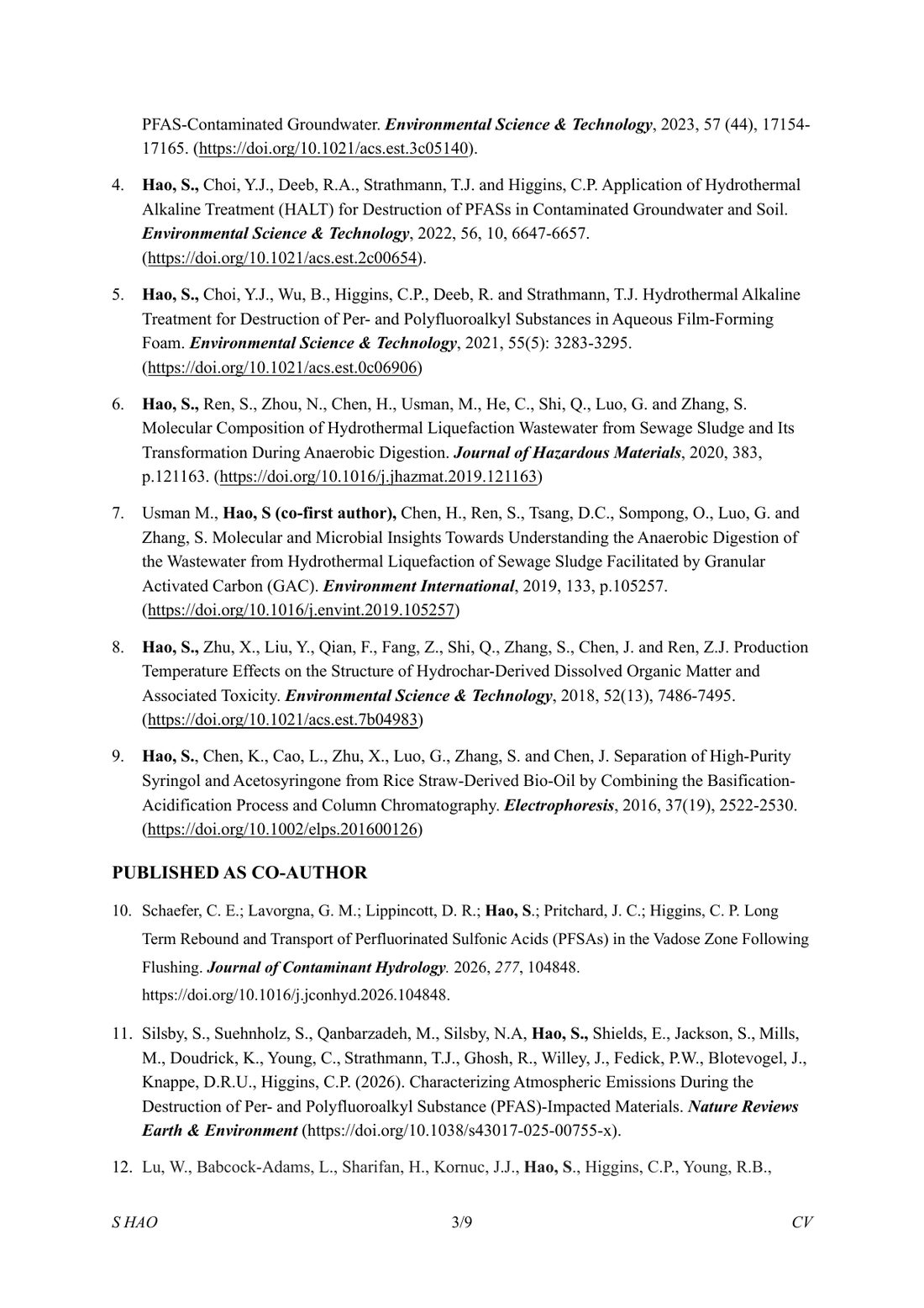 Curriculum vitae, page 3