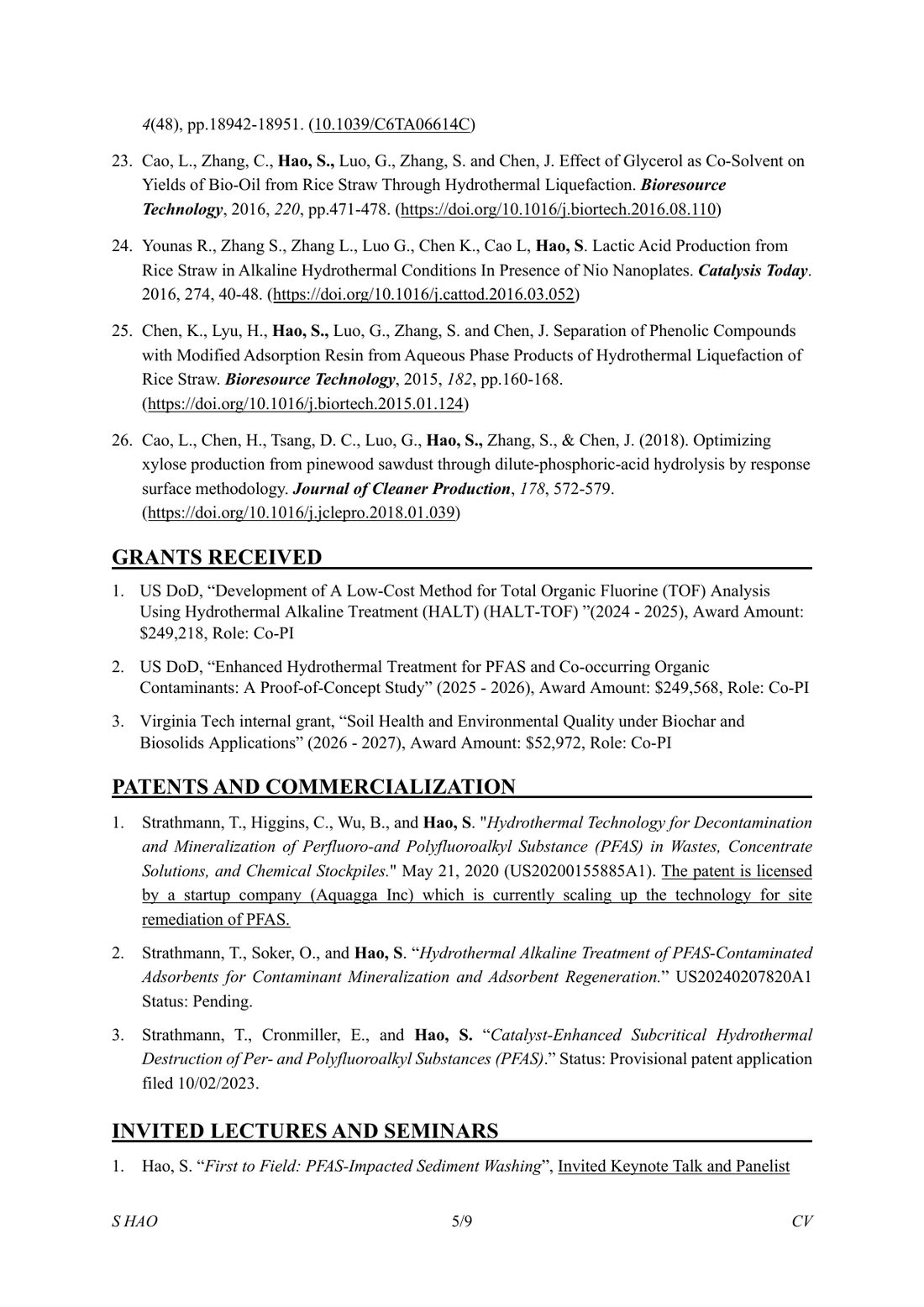 Curriculum vitae, page 5