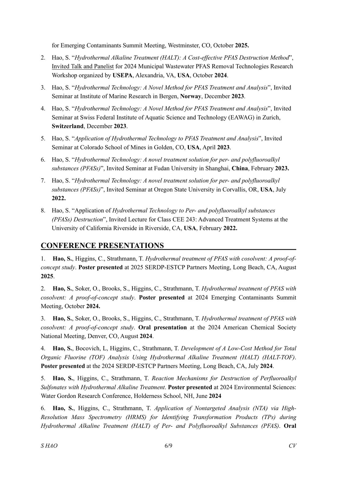 Curriculum vitae, page 6