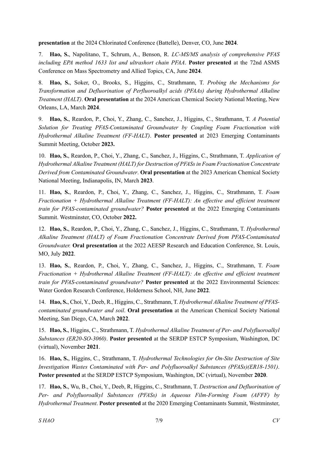 Curriculum vitae, page 7
