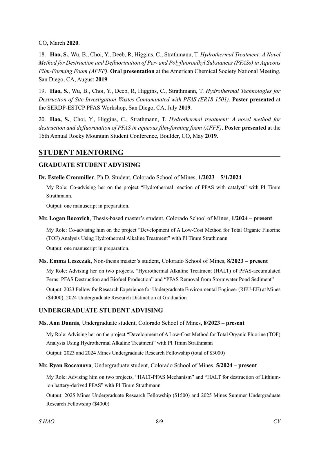 Curriculum vitae, page 8