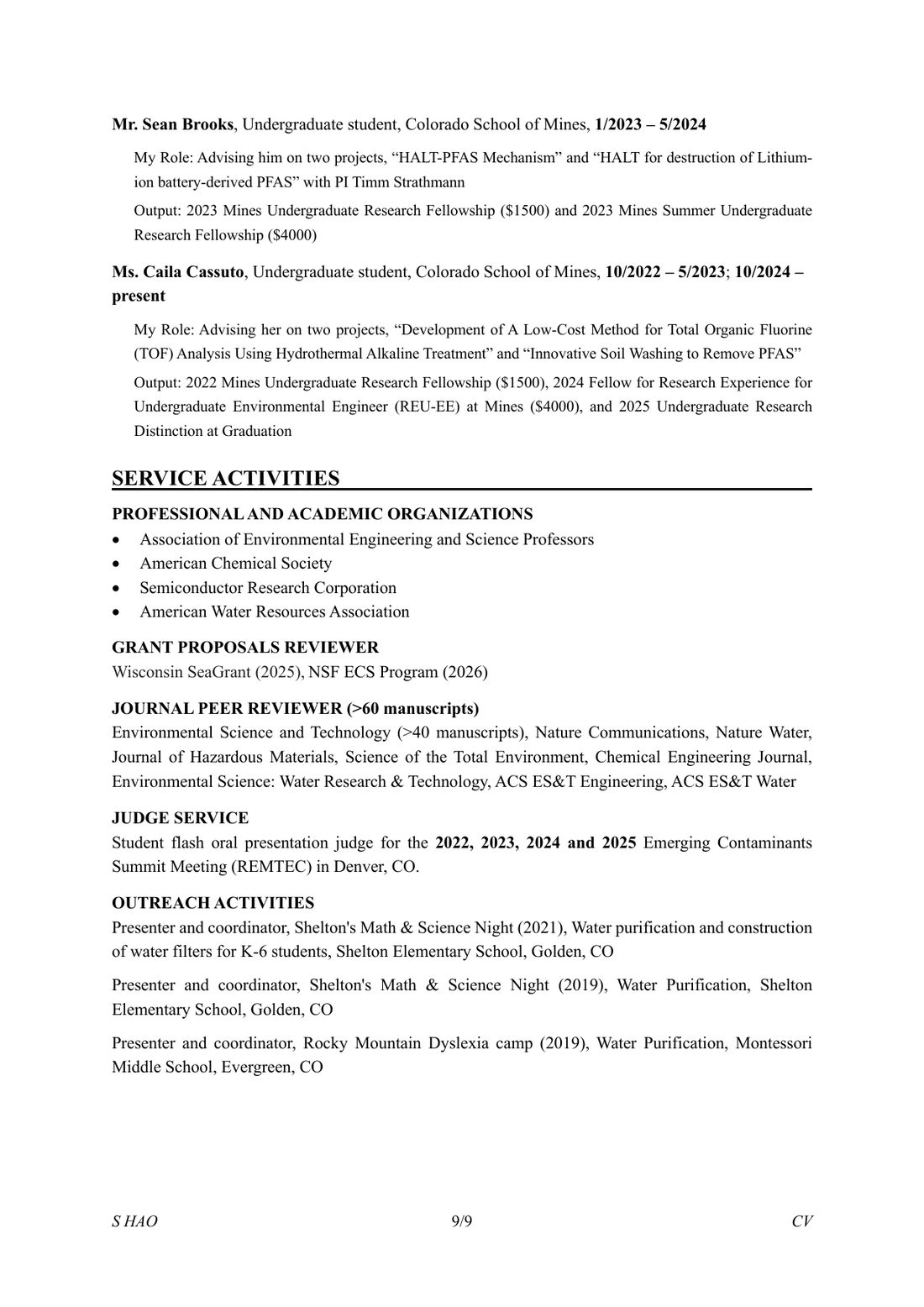 Curriculum vitae, page 9